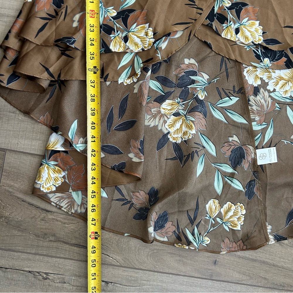 Baltic Born Brown Steffi Tulip Wrap Satin Boho Dress Mocha Floral NWT Large - Picture 9 of 10